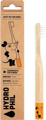 Produktbild von Hydrophil Maus Kids Zahnbürste aus Bambus, Zahnbürste, Kind, Orange, Weiß, Holz, Bambus, Extra weich, 1 Stück(e)