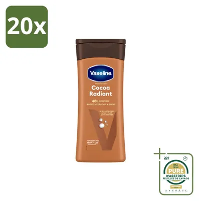 Zdjęcie produktu dla 20 sztuk kremu do ciała Vaseline Cocoa Radiant - regenerujący - 200 ml - zestaw ekonomiczny