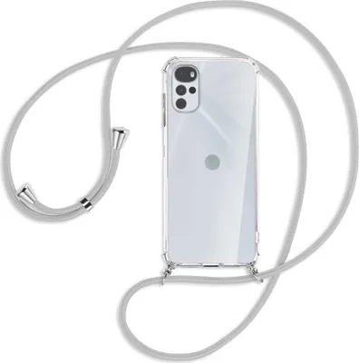 Produktbild von Handykette Backcover-Schutzhülle mit Band (Metall silberfarben) für Motorola Moto G22 4G - silbergrau