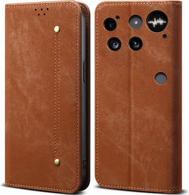 Produktbild von Hülle für Nothing Phone 3 Leder Brieftasche Flip Bookstyle Schutzhülle mit Standfunktion Braun