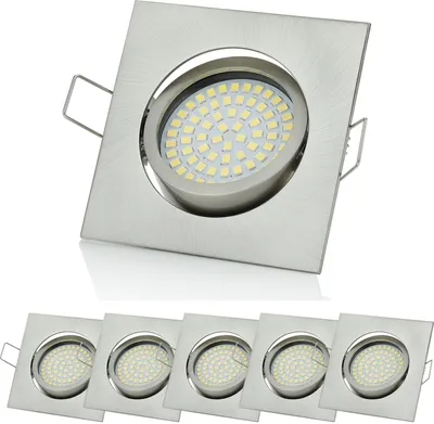 Produktbild von LED Einbaustrahler Flach Chrom Eckig Schwenkbar 3.5W warmweiß 6er