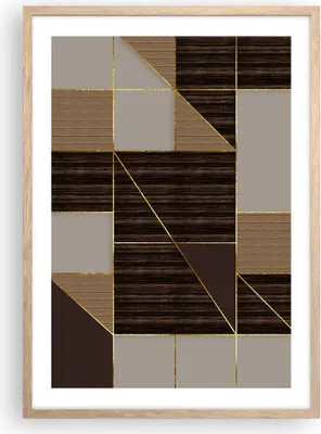 Produktbild von Gerahmtes Poster - Rahmen in heller Eiche - Rechtecke Quadrate Braun - 50x70 cm - Wand Bild - Wanddeko - Wandbilder - Kunstposter - Wandposter - Bilderrahmen - Bilder - Kunstdruck - P2NPA50x70-4610