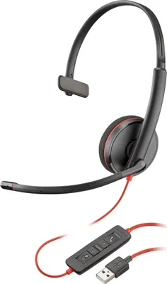 Obrázek produktu pro HP Poly Monaurální náhlavní souprava Poly Blackwire 3210 USB-A, Kabel, 20 - 20000 Hz, Kancelář / call centrum, 87 g, Sluchátka s mikrofonem, Černá