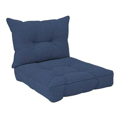Obrázek produktu pro Sada 2 prošívaných podušek na zahradní židle – modrý manšestr (50x50 + 50x40)
