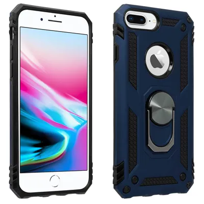 Productafbeelding van Avizar beschermhoes met ringhouder voor Apple iPhone 6 Plus / 6S Plus / 7 Plus / 8 Plus, donkerblauw