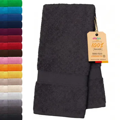 Produktbild von EllaTex PARIS Handtuch 50x100 cm – 100% Baumwolle, 500 g/m² Frottier, flauschig & saugstark, in Farbe: Schwarz