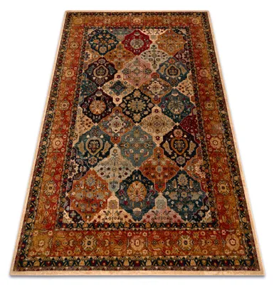 Image de Tapis en laine POLONIA Azer cadre, oriental, rouge multicolore 235x350 cm