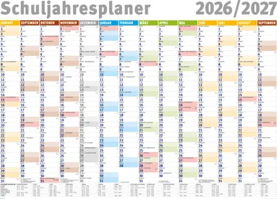 Immagine prodotto di Agenda dell'anno scolastico 2026/2027 - Calendario planner da parete - Poster gigante XXL - Dimensioni 140x100 cm