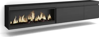 Produktbild von TV-Schrank, Lowboard, 237x35x45 cm, Für großformatiges TV, Elektrokamin XXL, Hängend, Schwarz