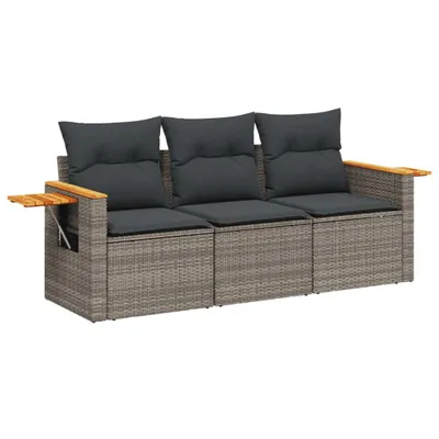 Obrázek produktu pro vidaXL 3dílná zahradní sedací souprava s polštáři Grey Poly Rattan
