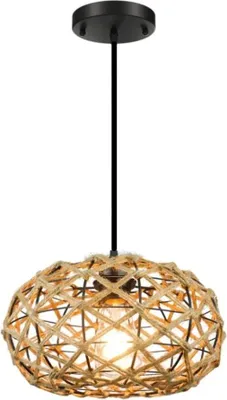 Zdjęcie produktu dla Lampa wisząca, ręcznie tkana lina konopna, styl art deco, bez żarówki, 1 sztuka