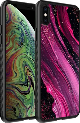 Produktbild von Smartphonica Handyhülle passend für iPhone X/Xs mit Marmordruck - TPU Rückseitenschutzhülle Marmordesign - Lila Pink
