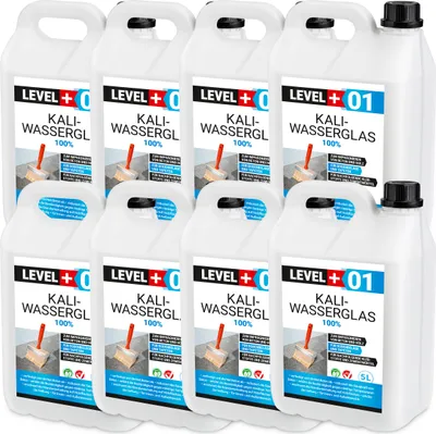 Produktbild von Kaliwasserglas 40L Pur Betonversiegelung Holzschutz Imprägnierung Grundierung Verfestung Unverdünnt Level+ RM01