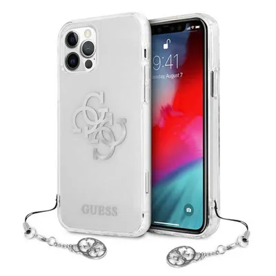 A clear product shot of a phone case with a phone inside, against a white background.