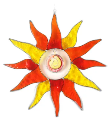 Produktbild von Tokoindah Fenster Hängedeko Sonnenfänger – Handgemachter Suncatcher für magische Lichtspiele – Fensterdeko und Gartendekon – Handbemalte Fensterdekoration - Motiv Sonne