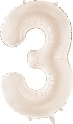 Produktbild von Samtiger Folienballon Zahl 3 in Beige 86cm