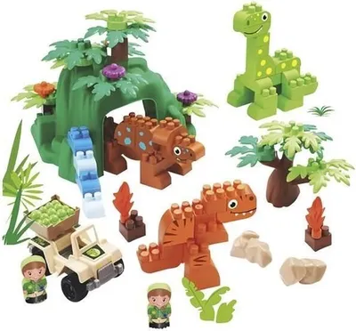 Image de Jouet de construction Dinoland Abrick Ecoiffier, 3 dinosaures, Dès 18 mois