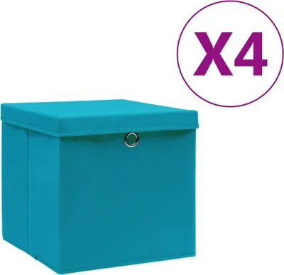 Produktbild von "2026 Aktion"Aufbewahrungsboxen mit Deckeln 4 Stk. 28x28x28 cm Babyblau GermanyMöbel 96367 - Gartenboxen