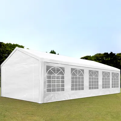 Produktbild von TOOLPORT Partyzelt Pavillon 4x10 m in weiß PE Plane 350 N Wasserdicht UV Schutz Festzelt Gartenzelt