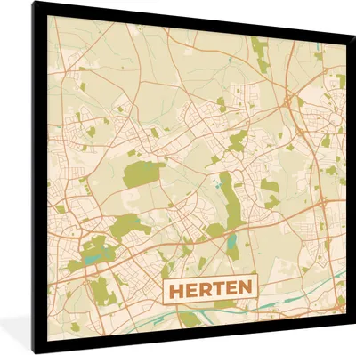 Produktbild von MuchoWow® Gerahmtes Poster Hirsch - Vintage - Karte - Stadtplan 40x40 cm - Poster mit Schwarzem Bilderrahmen Wandposter Rahmen Foto Bilder - Mit Rahmen - Wanddekoration Schlafzimmer