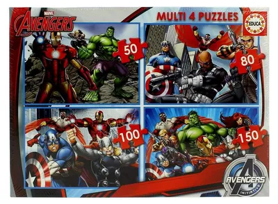 Produktbild von Educa - Kinderpuzzle Avengers | 4in1 Puzzleset 50/80/100/150 Teile | Iron Man, C