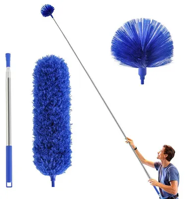 Produktbild von Teleskop Staubwedel - ausziehbar bis zu 250 cm - ausziehbarer Federstaubwedel - Staubentfernung leicht gemacht - für Ecken, Decken und Spinnweben