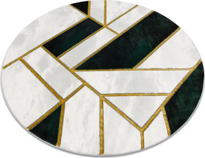 Produktbild von Exklusiv EMERALD Teppich 1015 Kreis - glamour, stilvoll Marmor, geometrisch Flaschengrün / gold Grün rund 120 cm