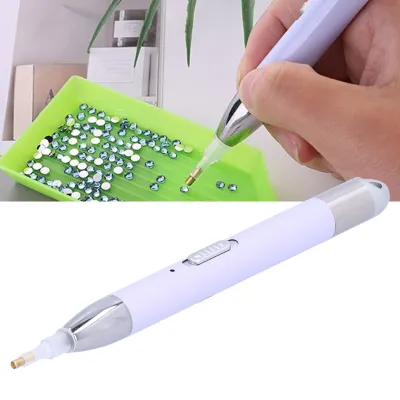 Produktbild von Diamant-Malstift mit Lichtkopf, wiederaufladbar über USB, DIY-Bastelwerkzeuge, Kreuzstich-Zubehör (Taro-Lila)