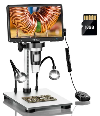 Digitalmikroskop 7" LCD, 50-1200x, 12MP, 1080P, Metallständer, inkl. SD-Karte