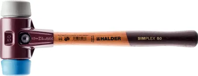 Image de Maillet HALDER SIMPLEX TPE souple / caoutchouc chargé avec boîtier en fonte malléable et manche en bois - D=80 mm - 3013.080