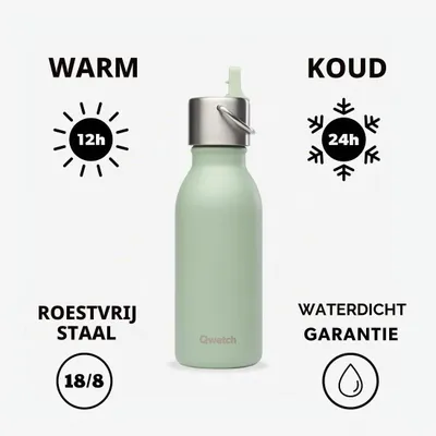 Isolierte Kinder-Trinkflasche 350 ml, Edelstahl, Trinkhalmdeckel
