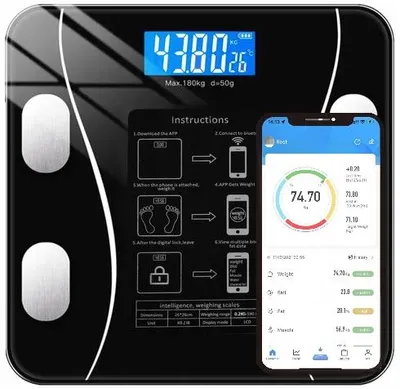Produktbild von Intelligente Badezimmerwaage 180 kg 8 Parameter Bluetooth mit Temperatur