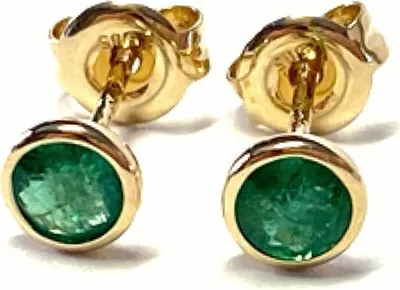 Produktbild von edle Ohrstecker 585/- Gelbgold mit facettierten Smaragden 4mm