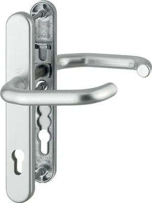 Produktbild von Sicherheitsdrückergarnitur Paris auf Schmalschild, PZ92 TS 67-72, Alu silber