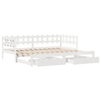 Produktbild von Tagesbett Ausziehbar mit Schubladen ohne Matratze Weiß 80x200cm