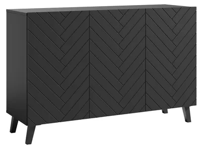 Produktbild von Kommode Phuket Sideboard 120x39x76cm 3-türig Farbe wählbar,graphit schwarz Fischgrätenmuster