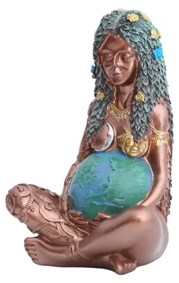 Produktbild von Erdmutter-Göttin-Statue Gaia, handbemaltes Kunstharz, Kunsthandwerk, Muttertagsgeschenk, L