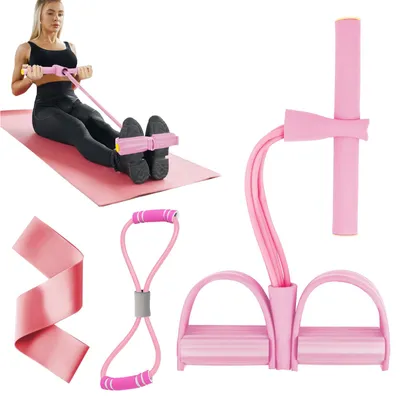 Image de Câble d'entraînement avec 4 tubes élastiques, multifonctionnel, appareil de musculation pour les jambes