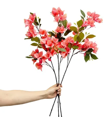 Künstliche Bougainvillea-Blüten, 3er-Set, Seide, rosa, 77 cm