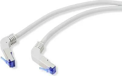 Immagine prodotto di Renkforce RF-4892520 Cavo di rete RJ45, cavo patch CAT 6a S/FTP 20,00 m Grigio (RAL 7035) 90° angolato verso il basso 1 pz