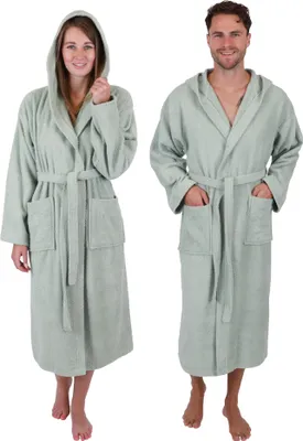 Produktbild von Betz Bademantel Frottee mit Kapuze für Herren und Damen Berlin 100% Baumwolle Saunabademantel - langer Bademantel - Saunamantel Größe - L/XL - jade