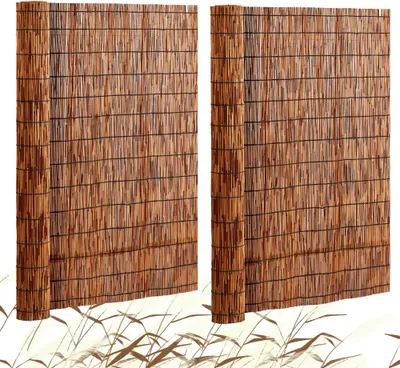 Produktbild von 2x Sichtschutz Balkon - Schilfrohrmatte 5x1,2m - Braun Zaun für Garten und Terrasse - Schilfmatte für optimale Privatsphäre