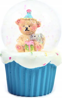 Produktbild von Schneekugel Teddybär 10cm - Zauberhafte Glitzerkugel für Weihnachten - Deko Geschenk Kinder