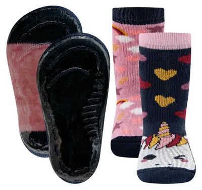 Immagine prodotto di EWERS, confezione da 2 calzini a forma di unicorno, modello SoftStep, calzini con suola antiscivolo per bambini