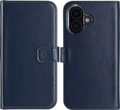 Produktbild von Selencia Echtleder Klapphülle iPhone 16 - Blau