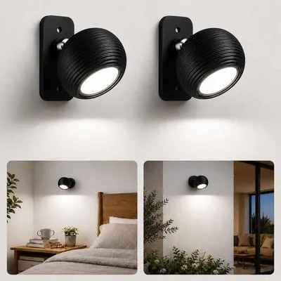 Productafbeelding van Draadloze tafellamp met dimbare LED, magnetische afneembare lampkop, draagbaar voor binnen en buiten, zwart, ideaal voor woonkamer, slaa