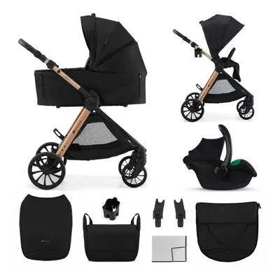 Zdjęcie produktu dla Wózek dziecięcy 3 w 1 Kinderkraft VESTO 2 z gondolą, fotelikiem samochodowym MINK PRO 2, odwracalnym fotelikiem sportowym, zestawem podróżnym, czarny