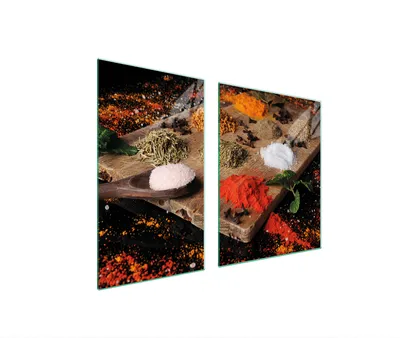 Produktbild von Herdabdeckplatten 2 teilig 100x52 Glaskeramikkochfeld Abdeckung Glas Schneidebrett Gewürze Holz