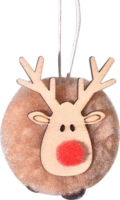 Produktbild von Pompon-Rentier-Weihnachtsbaumschmuck, Plüsch-Elch-Hängeornamente, Hirschscheiben aus Holz, Weihnachtsbaumanhänger für Zuhause, Party, Weihnachtsdekoration