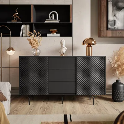 Obrázok produktu pre Dvojdverová komoda RICHMOND 2D KSZ144 so zásuvkami čierna